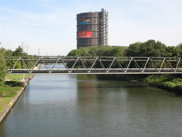 Gasometer Oberhausen with Rhein-Herne-Kanal